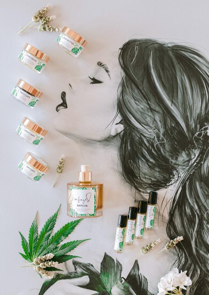The Infuzed collection styled around a feminine portrait sketch